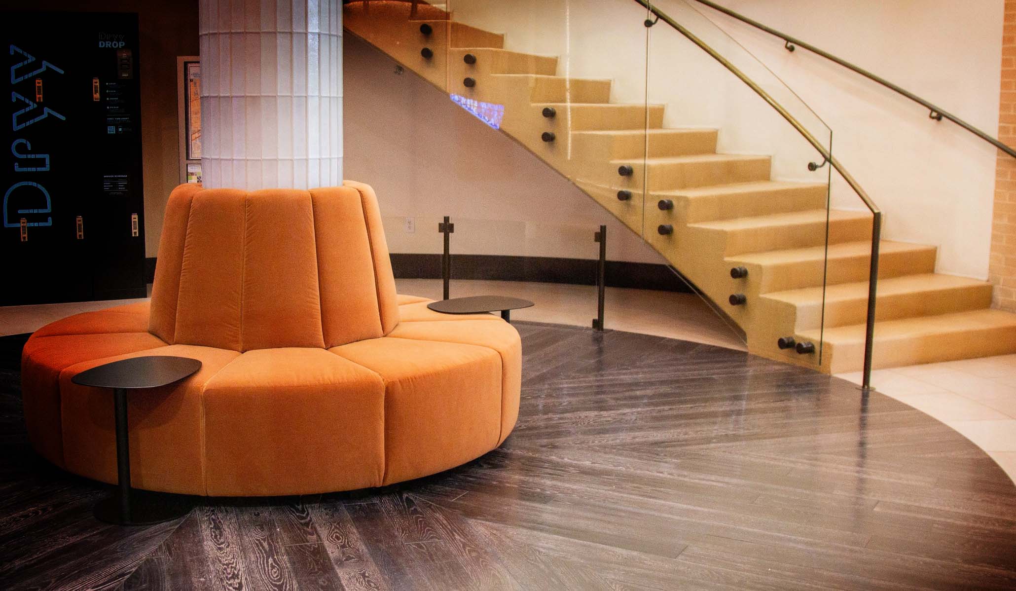 Circular Custom banquette in lobby