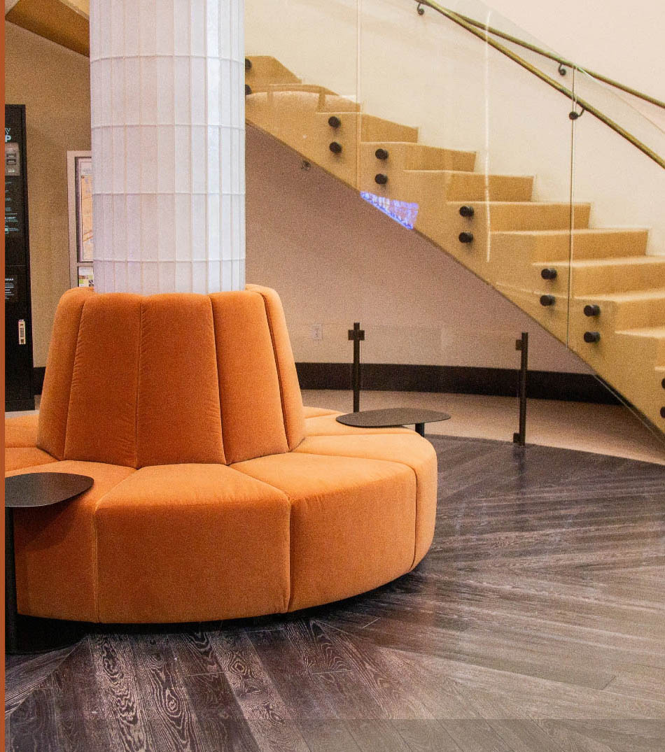 Lobby with modern custom seating