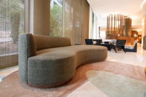 commercial u shaped banquette in lobby